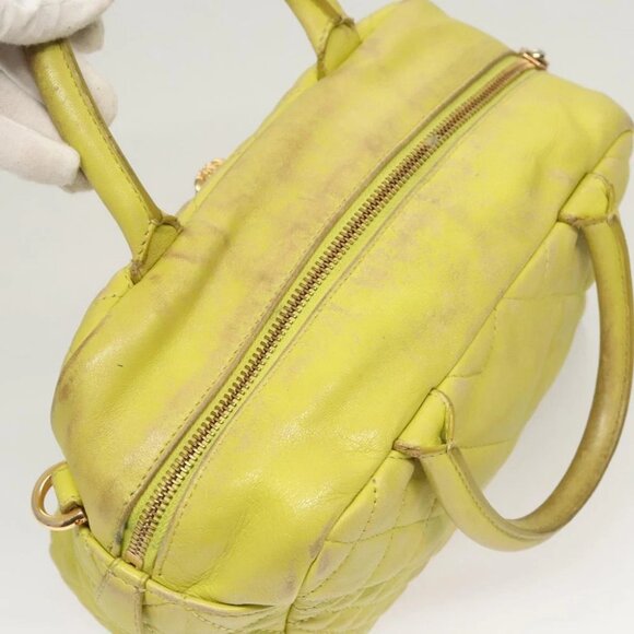 VERSACE Hand Bag Leather Green Gold - Picture 6 of 15